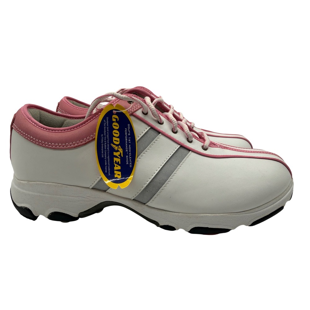 Etonic G-SOK Golf Shoes Womens 9.5 White Pink New Spikeless Goodyear GSW208-11